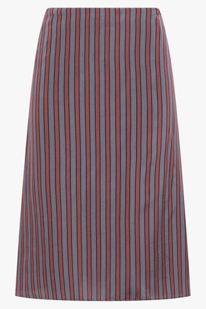 DRIES VAN NOTEN RTW Susya Stripe Midi Skirt | Burgundy/Grey