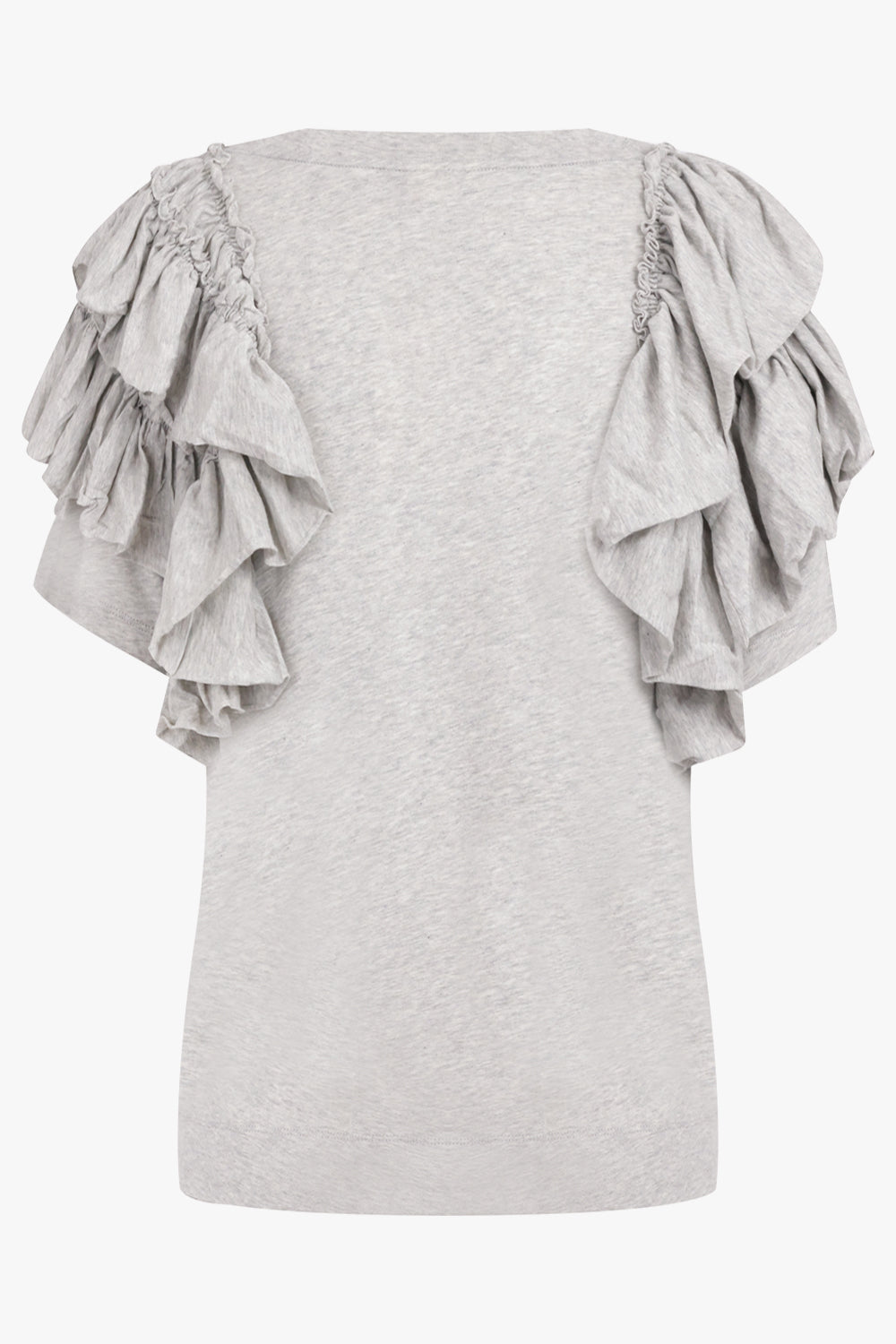DRIES VAN NOTEN RTW Humey Ruffle Jersey Top | Grey Melange