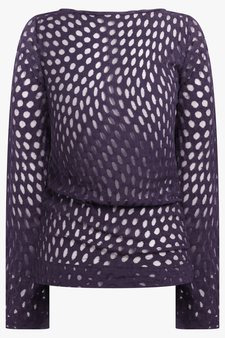 DRIES VAN NOTEN RTW Holletina Polka Dot Top | Dark Purple