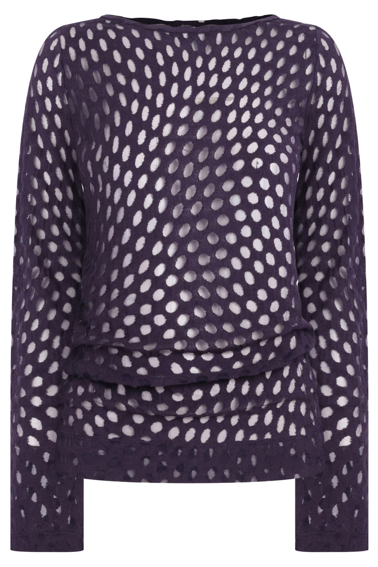 DRIES VAN NOTEN RTW Holletina Polka Dot Top | Dark Purple