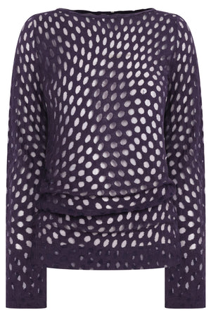 DRIES VAN NOTEN RTW Holletina Polka Dot Top | Dark Purple