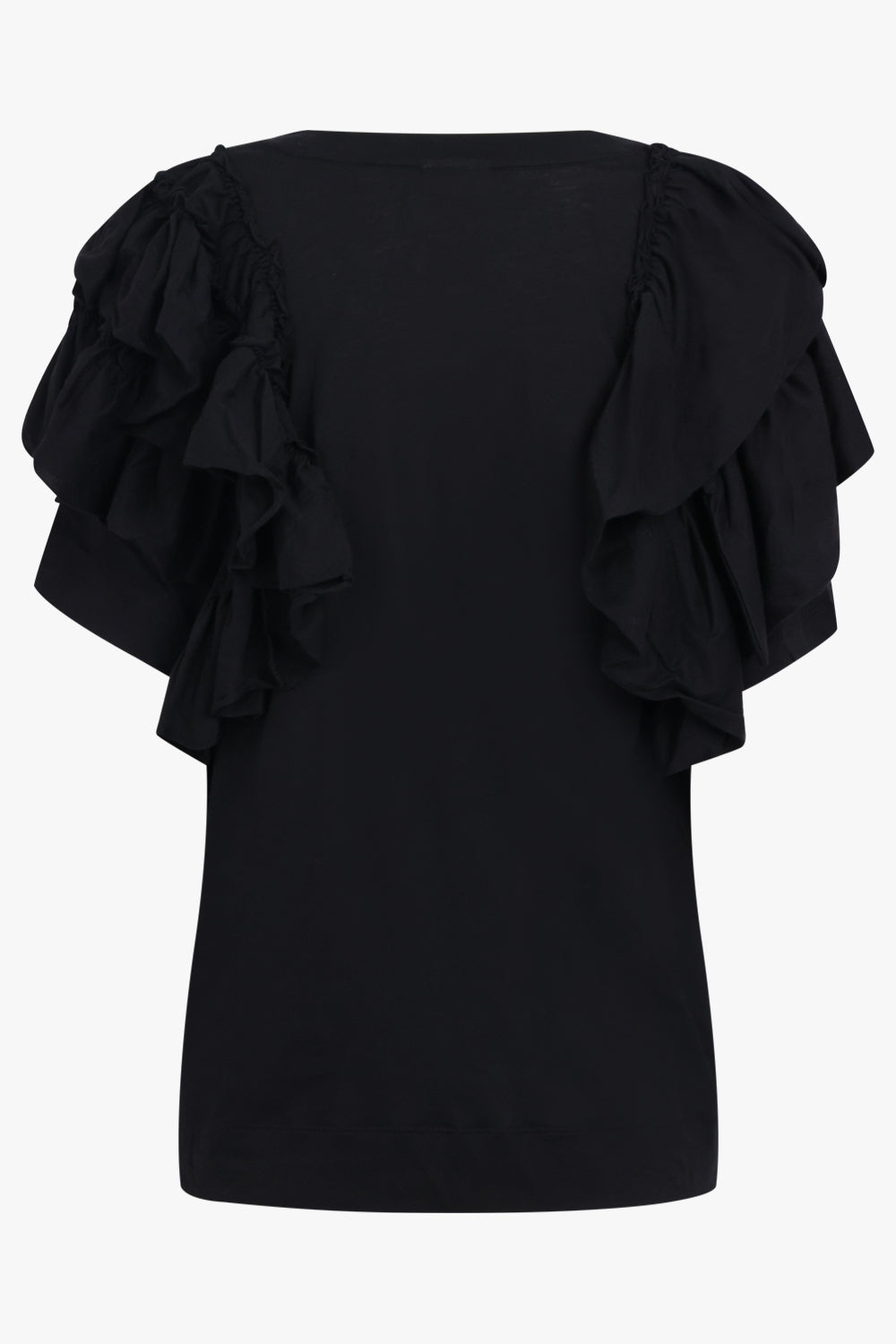 DRIES VAN NOTEN RTW Humey Ruffle Jersey Top | Black