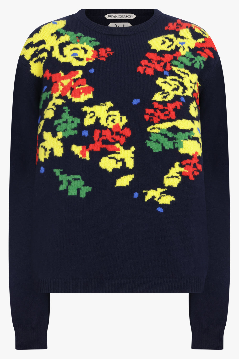 JW ANDERSON RTW JW X Pringle Floral Crew Neck Knit | Navy/Multi