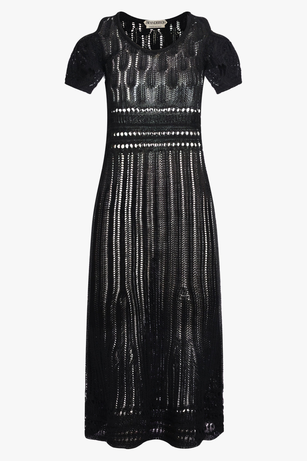 JW ANDERSON RTW Crochet Cold-Shoulder Midi Dress | Black