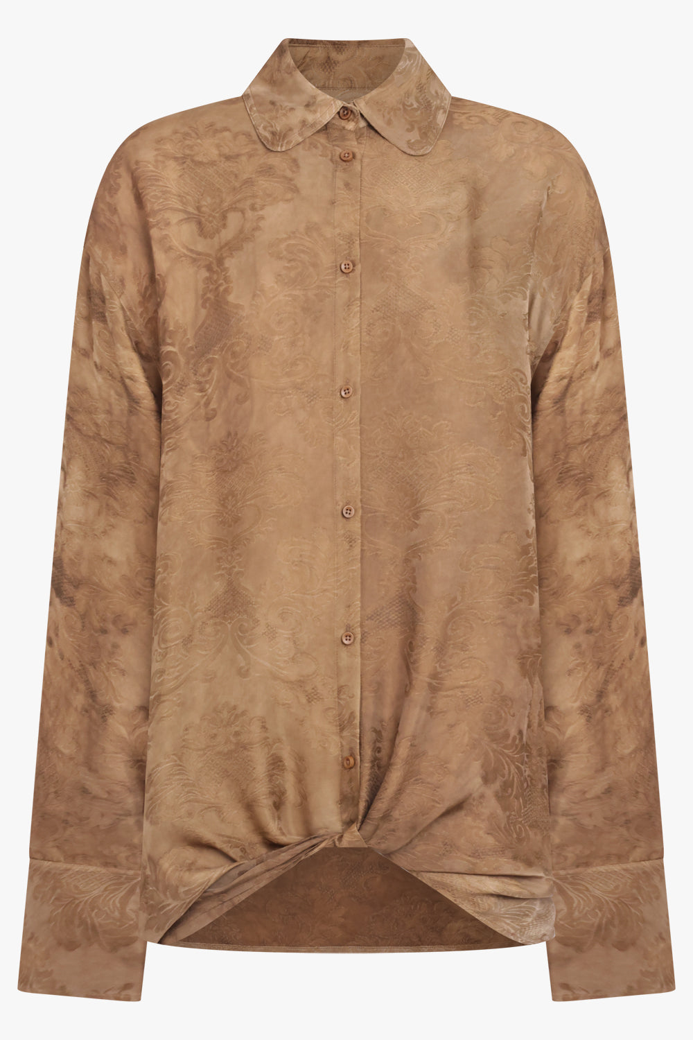 UMA WANG RTW L/S Tubby Floral Print Tie Neck | Mustard