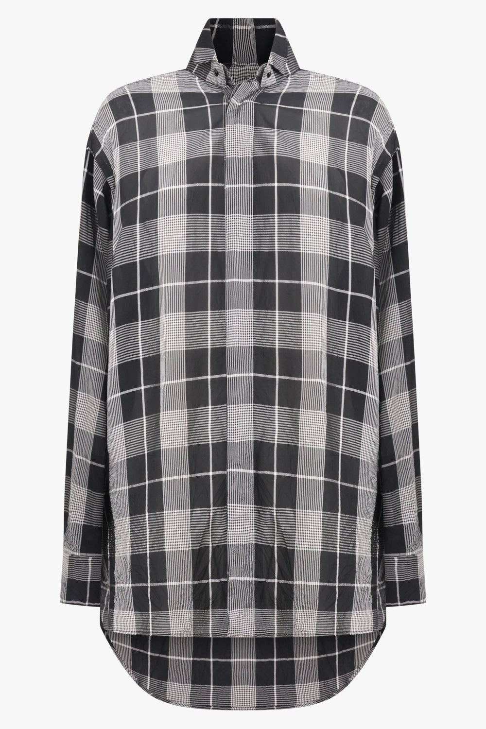 PHOEBE PHILO RTW Removable Collar Check Tuxedo Shirt | Black/White