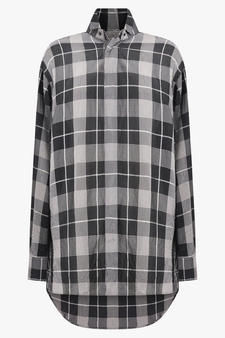 PHOEBE PHILO RTW Removable Collar Check Tuxedo Shirt | Black/White