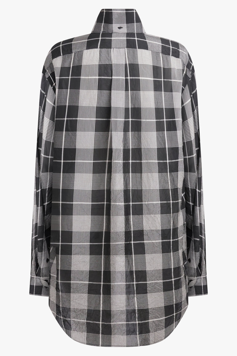 PHOEBE PHILO RTW Removable Collar Check Tuxedo Shirt | Black/White