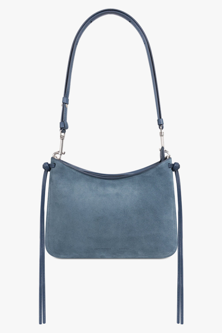 PHOEBE PHILO BAGS BLUE / Light Denim Blue Gig Small Shoulder Suede Bag | Light Denim Blue