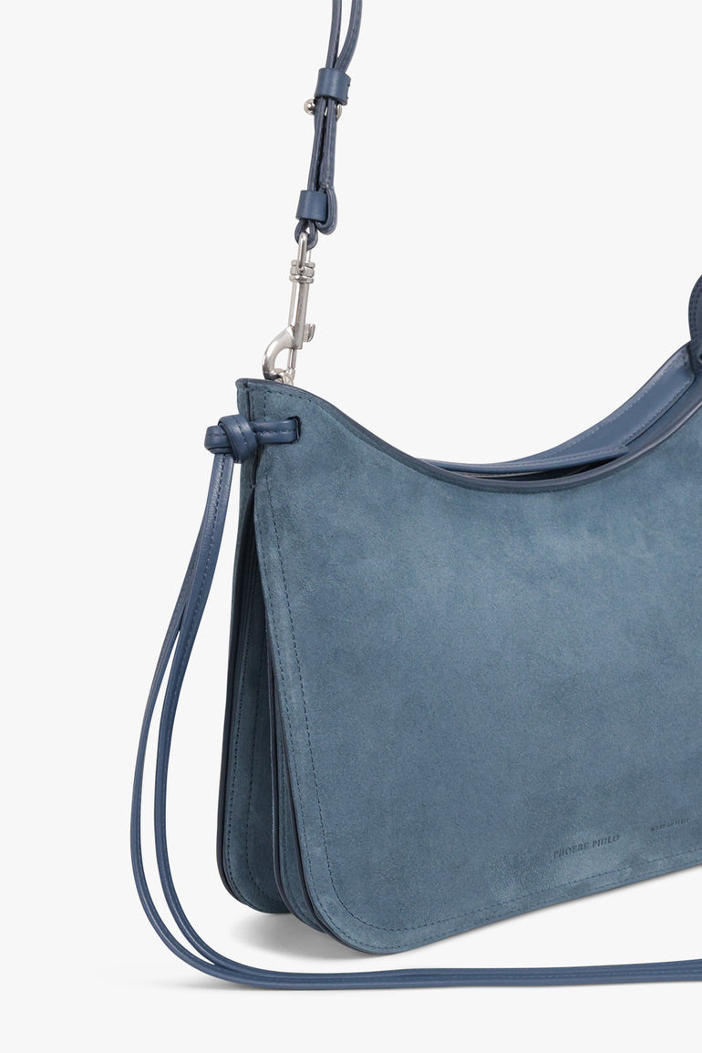 PHOEBE PHILO BAGS BLUE / Light Denim Blue Gig Small Shoulder Suede Bag | Light Denim Blue