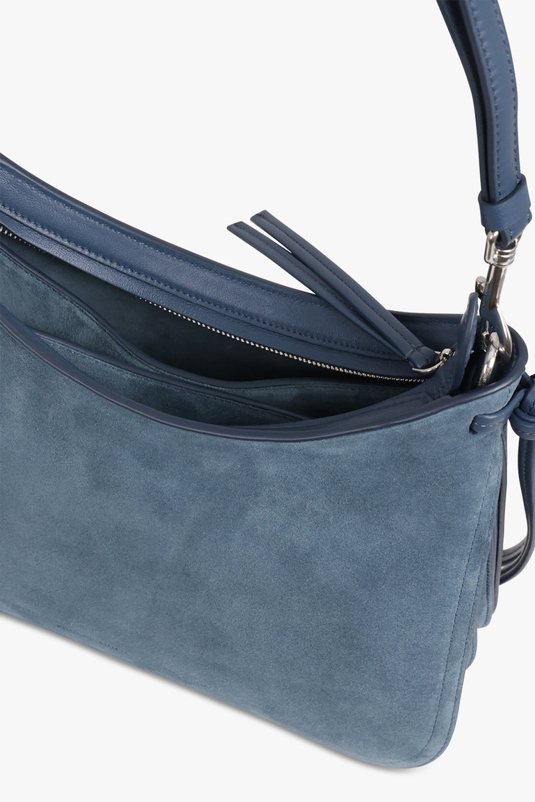 PHOEBE PHILO BAGS BLUE / Light Denim Blue Gig Small Shoulder Suede Bag | Light Denim Blue