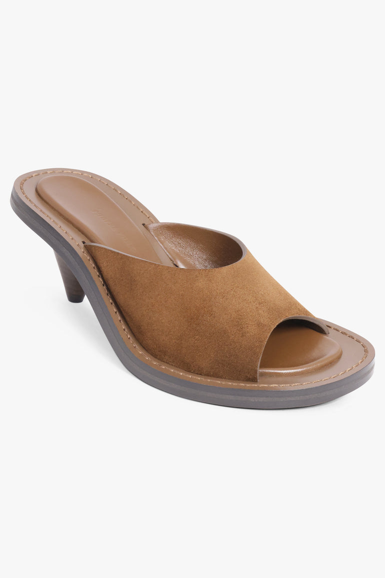 PHOEBE PHILO SHOES Strap Suede Mule 75mm | Dark Khaki