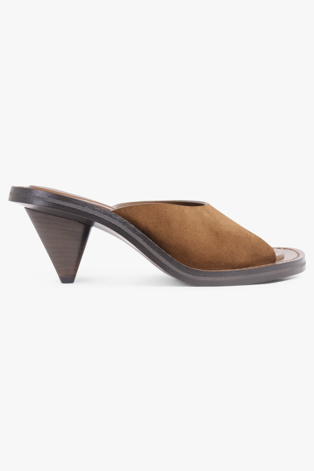 PHOEBE PHILO SHOES Strap Suede Mule 75mm | Dark Khaki