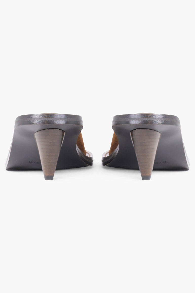 PHOEBE PHILO SHOES Strap Suede Mule 75mm | Dark Khaki