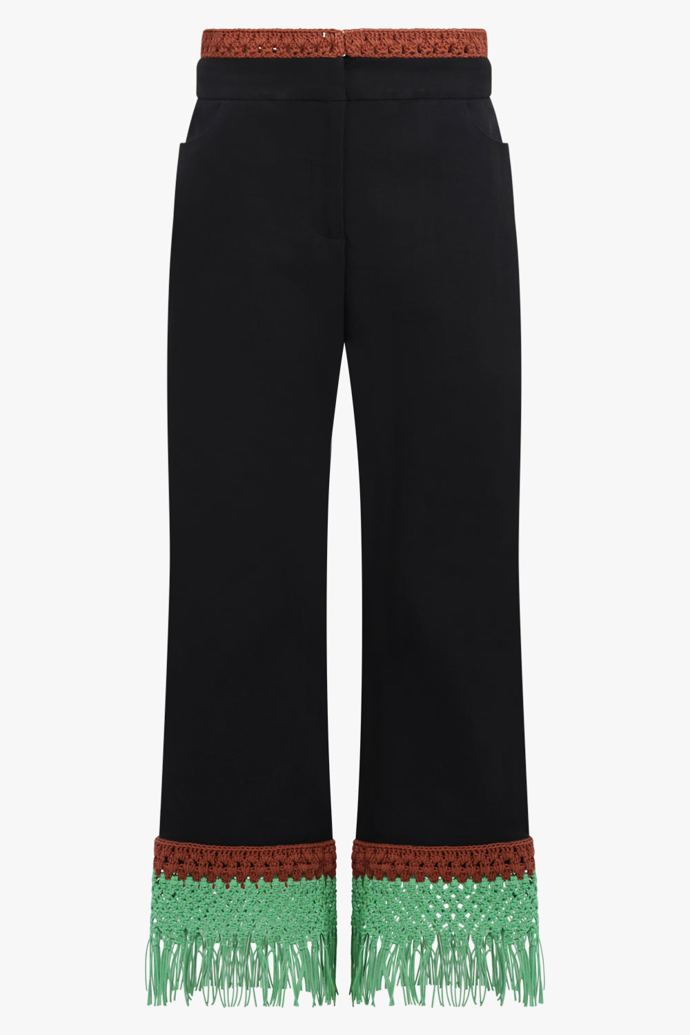 ROSIE ASSOULIN RTW Macrame Detail Pizzants Pant | Black/Multi