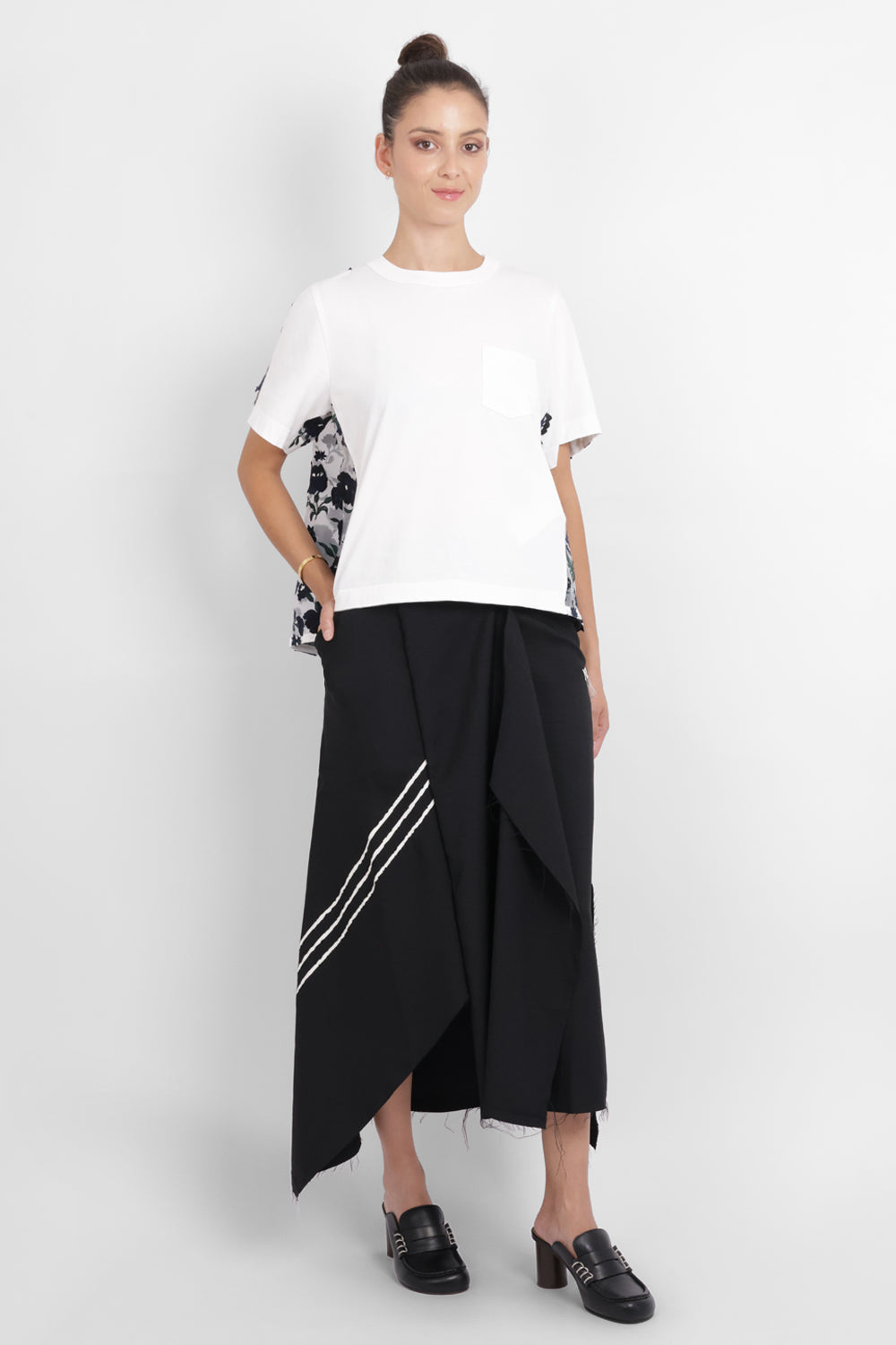 Y-3 RYW Sport Uniform Raw Hem 3-Stripe Skirt | Black