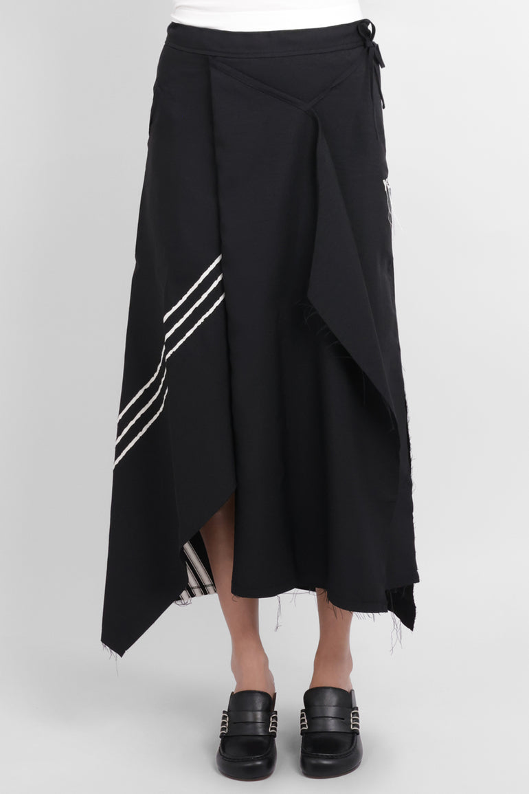 Y-3 RYW Sport Uniform Raw Hem 3-Stripe Skirt | Black