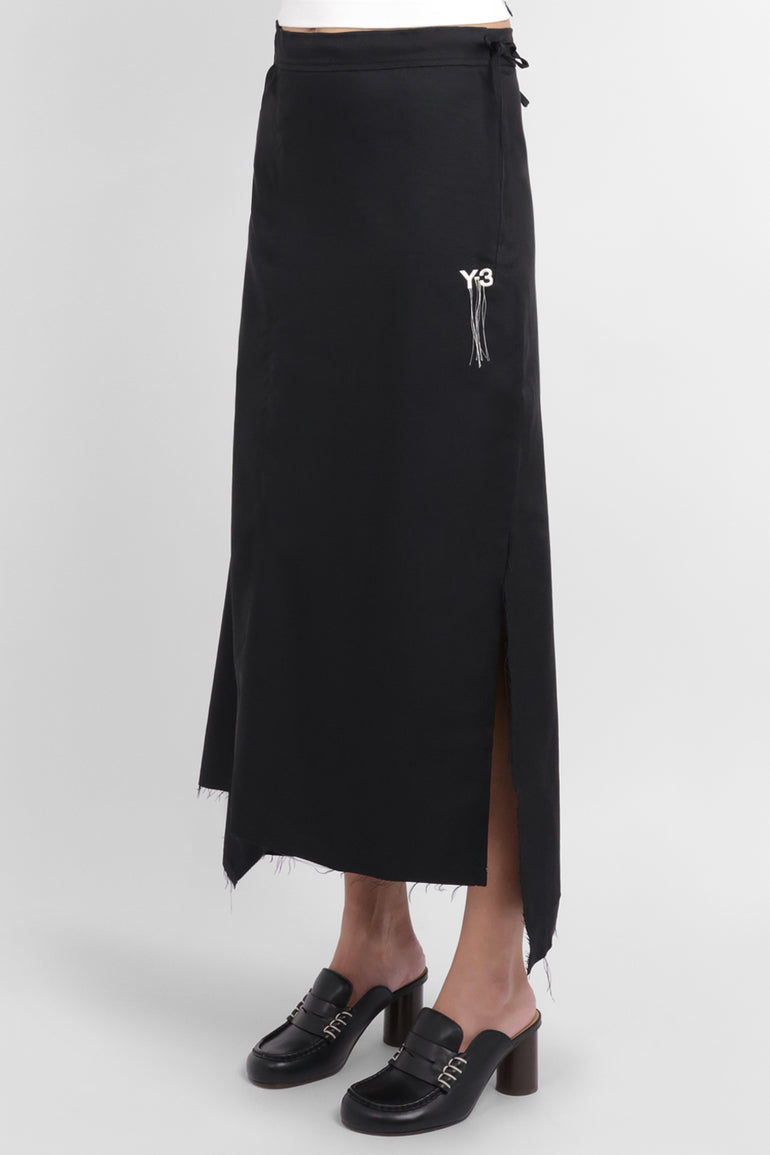 Y-3 RYW Sport Uniform Raw Hem 3-Stripe Skirt | Black