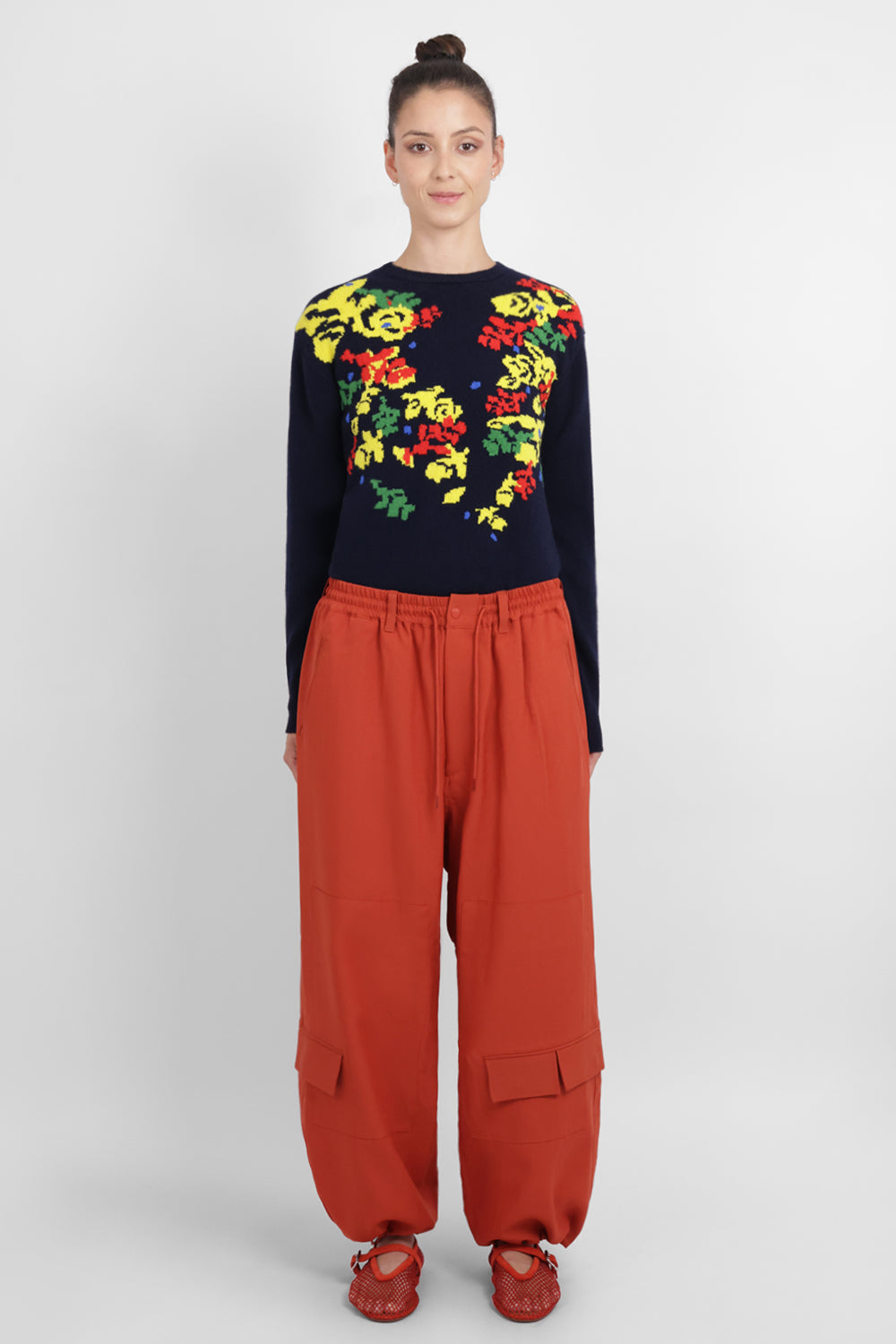JW ANDERSON RTW JW X Pringle Floral Crew Neck Knit | Navy/Multi