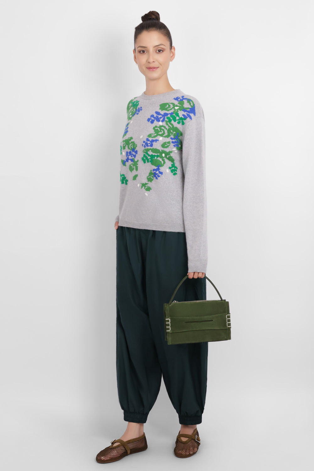 JW ANDERSON RTW JW X Pringle Floral Crew Neck Knit | Grey/Multi