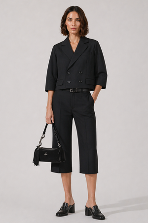 SACAI RTW Suiting X Twill Oversize Double Breast Jacket | Black