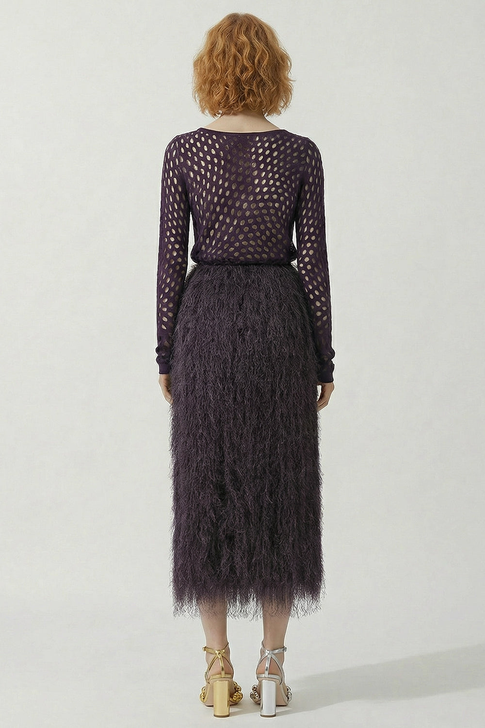 DRIES VAN NOTEN RTW Sokna Fringed Skirt | Dark Purple