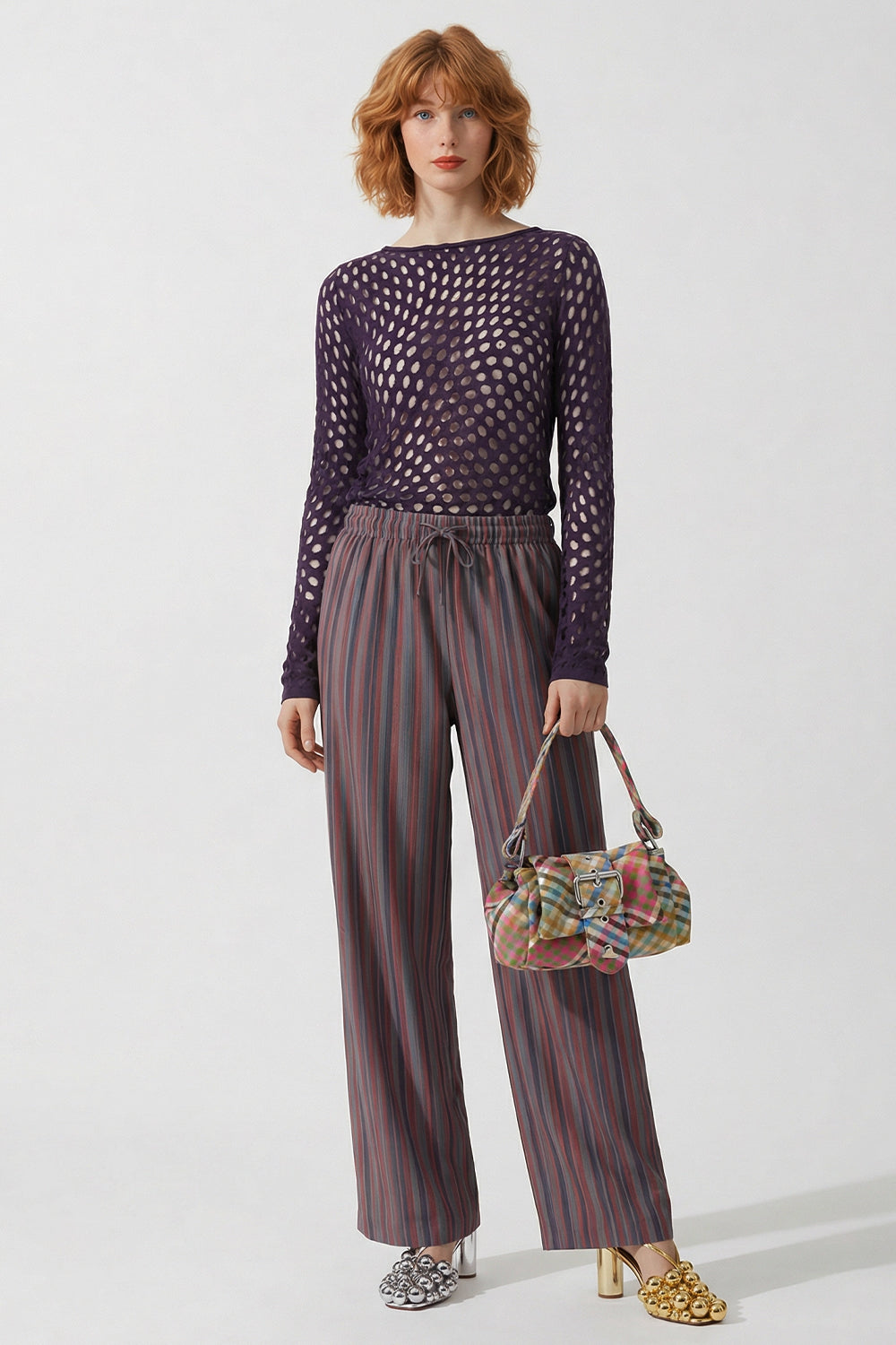 DRIES VAN NOTEN RTW Holletina Polka Dot Top | Dark Purple