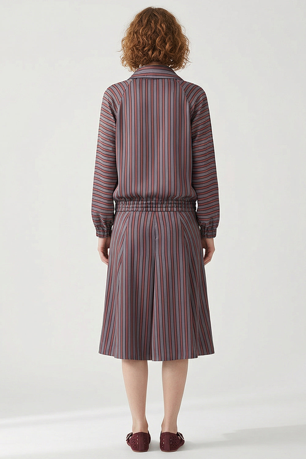 DRIES VAN NOTEN RTW Vinnia Stripe Jacket | Burgundy/Grey