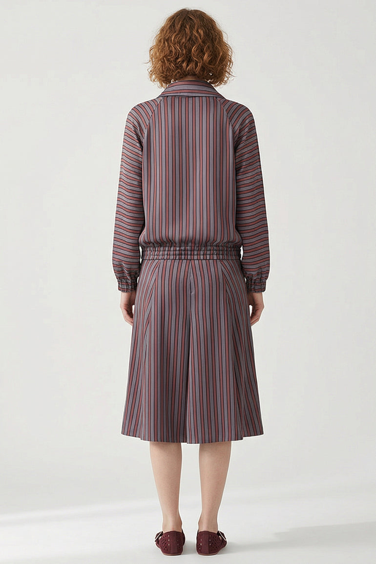 DRIES VAN NOTEN RTW Vinnia Stripe Jacket | Burgundy/Grey