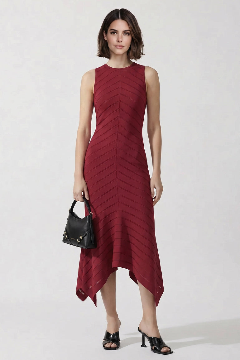 Herringbone Knit Long Dress
