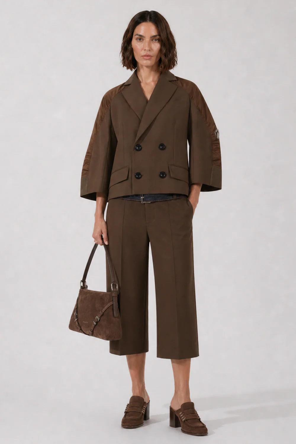 GIVENCHY BAGS BROWN / EBONY BROWN Voyou Small Suede Shoulder Bag | Ebony Brown