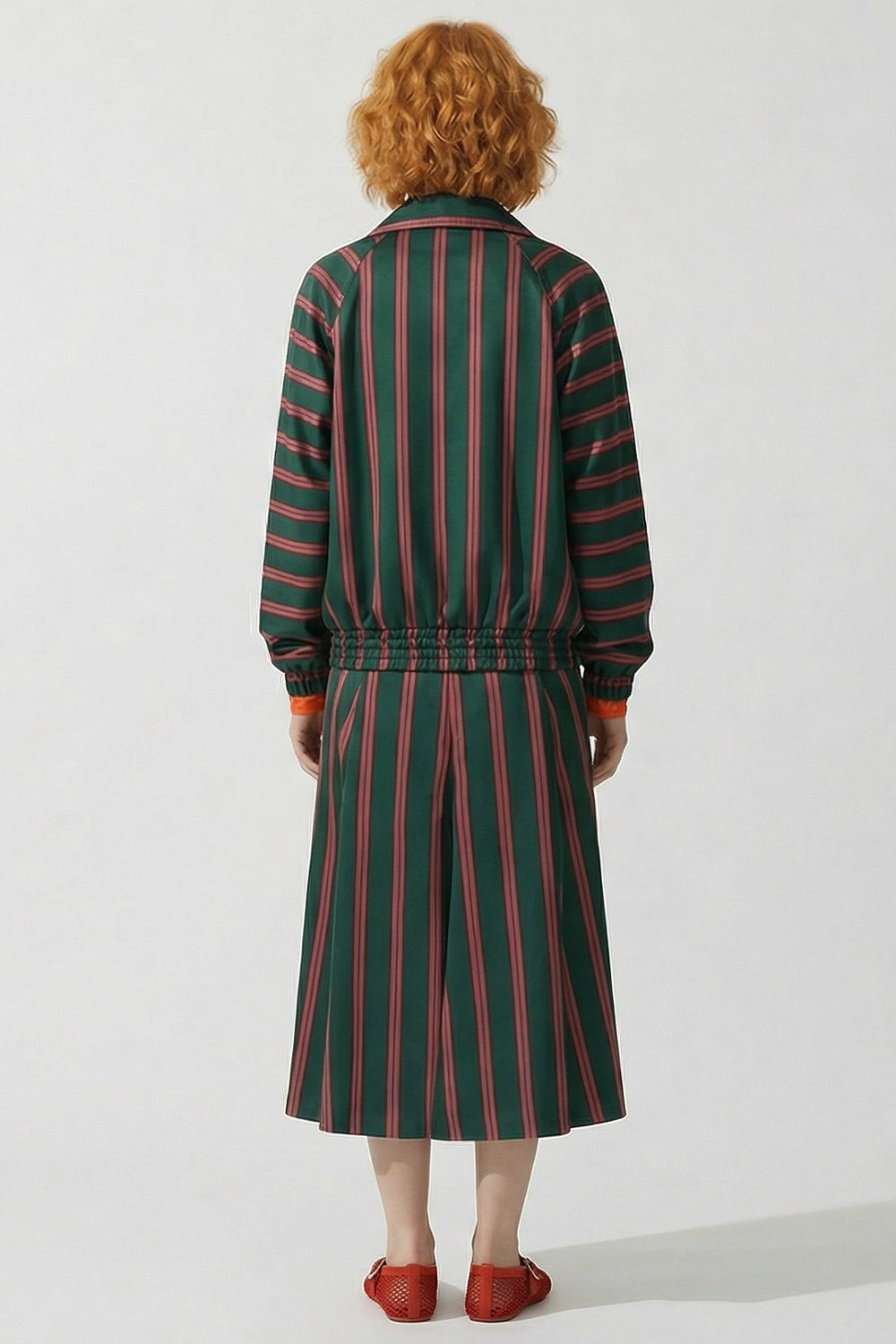 DRIES VAN NOTEN RTW Vinnia Stripe Jacket | Bottle Green/Burgundy