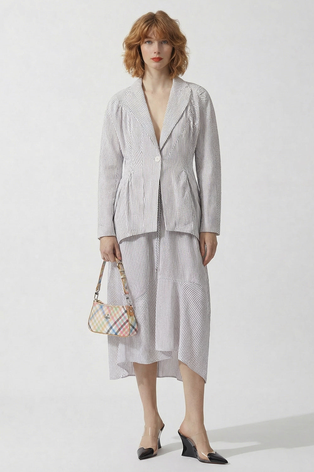 VIVIENNE WESTWOOD RTW Aerodrome Skirt | Blue/Brown Stripe