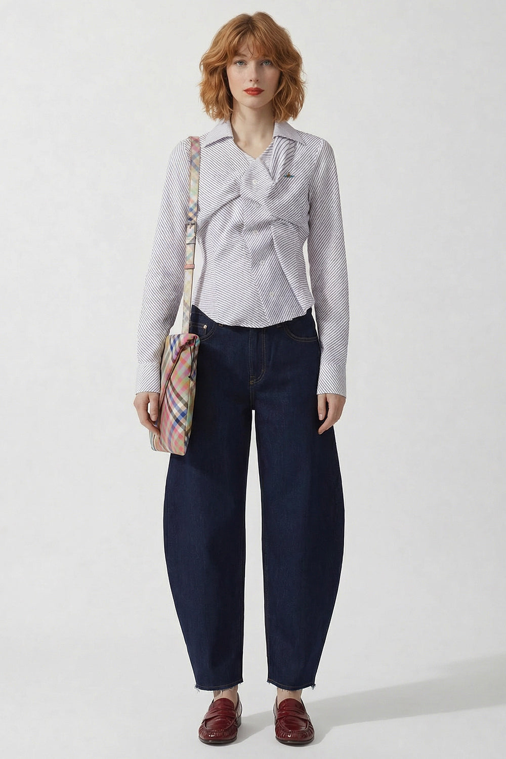 VIVIENNE WESTWOOD RTW Drunken Pinstripe Shirt | Blue/Brown Stripe