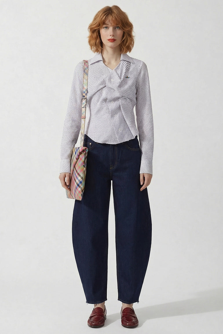 VIVIENNE WESTWOOD RTW Drunken Pinstripe Shirt | Blue/Brown Stripe