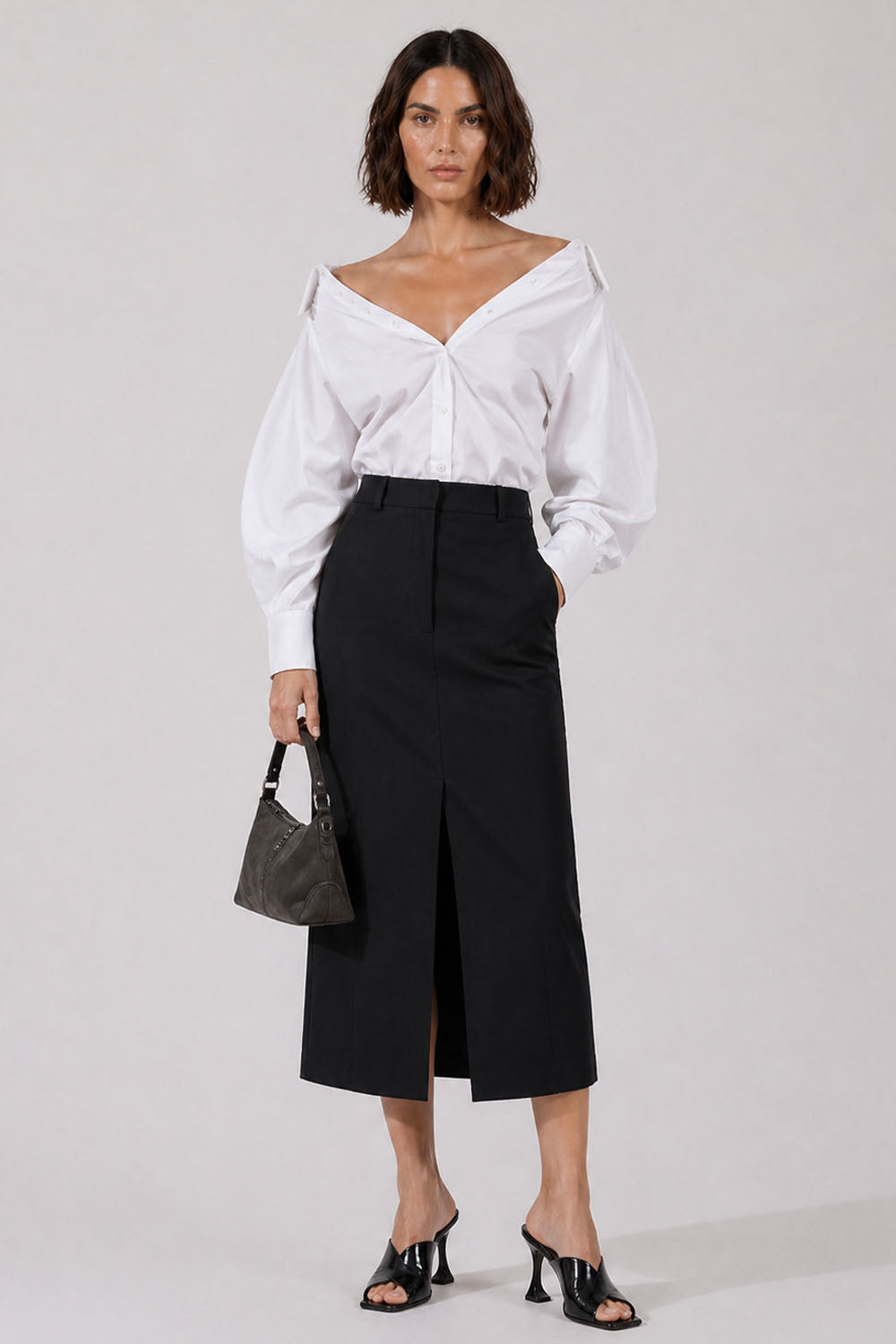 GIVENCHY RTW Slashed Silk Shirt | White