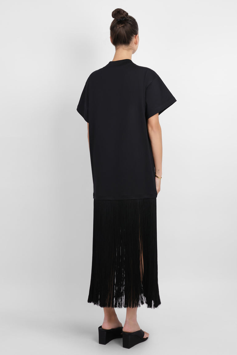 ALAIA RTW Fringe Detail T-Shirt Dress | Black