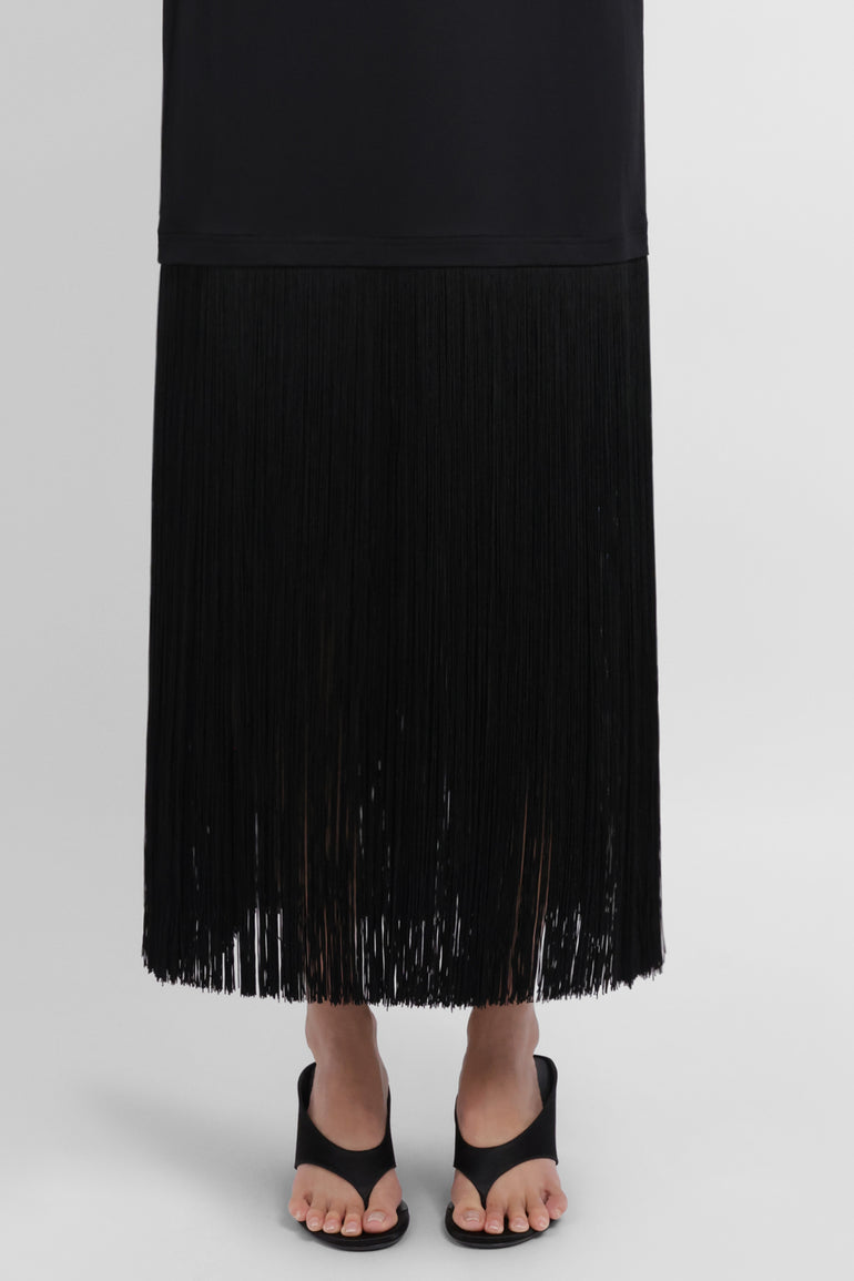 ALAIA RTW Fringe Detail T-Shirt Dress | Black
