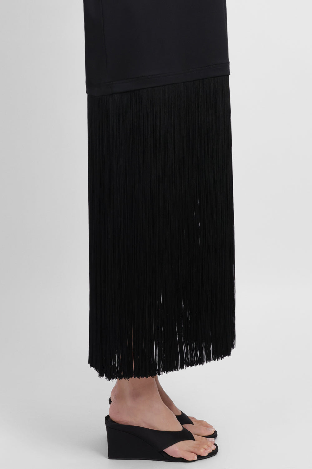 ALAIA RTW Fringe Detail T-Shirt Dress | Black
