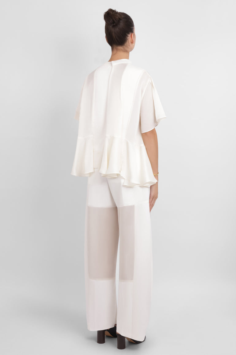 SACAI RTW Sheer Panel Tailored Suiting Pants | Off White