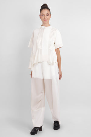 SACAI RTW Cotton Cashmere Knit Pullover Top | Off White