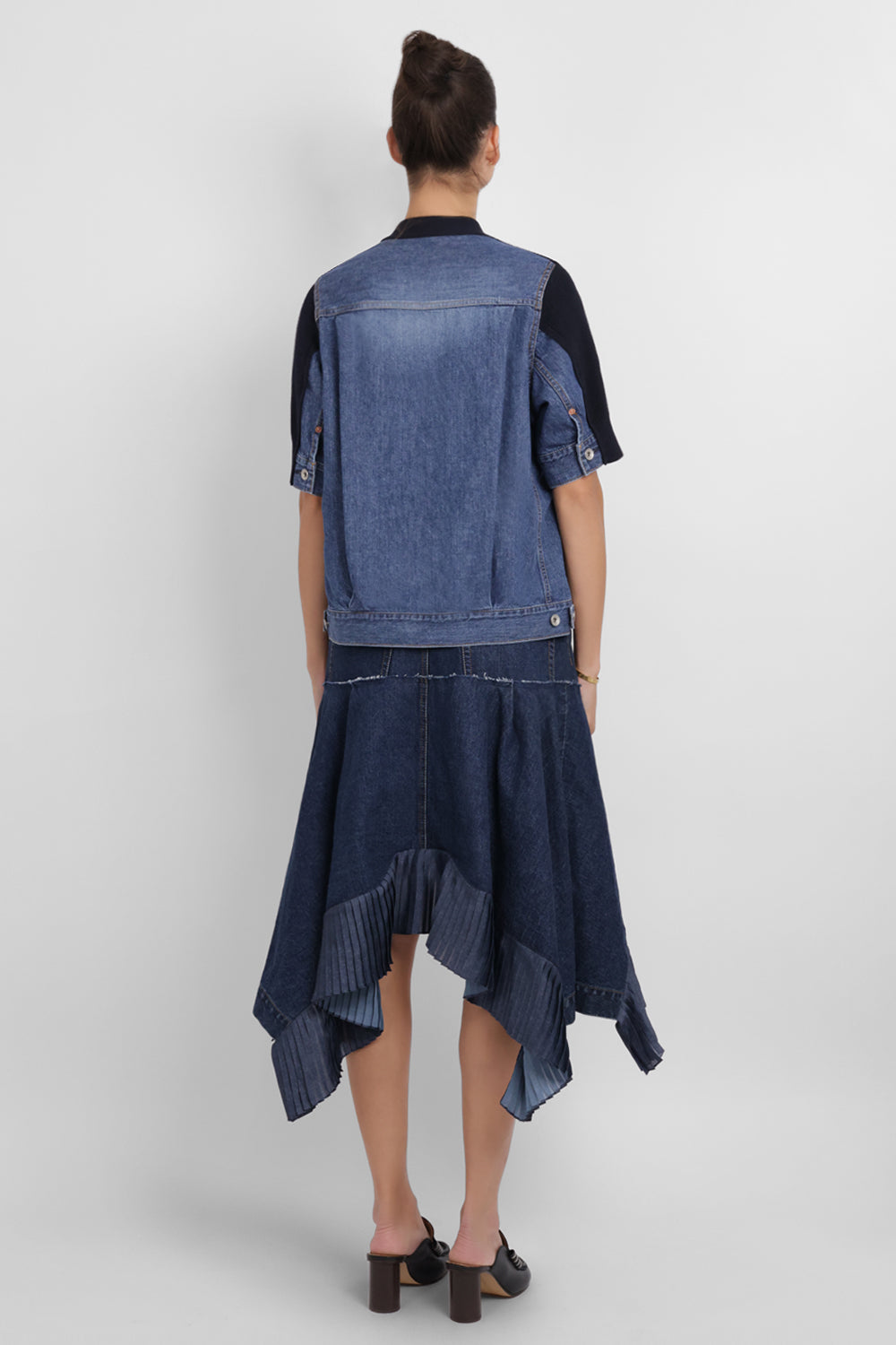 SACAI RTW Denim Knit Cardigan Top | Navy/Blue