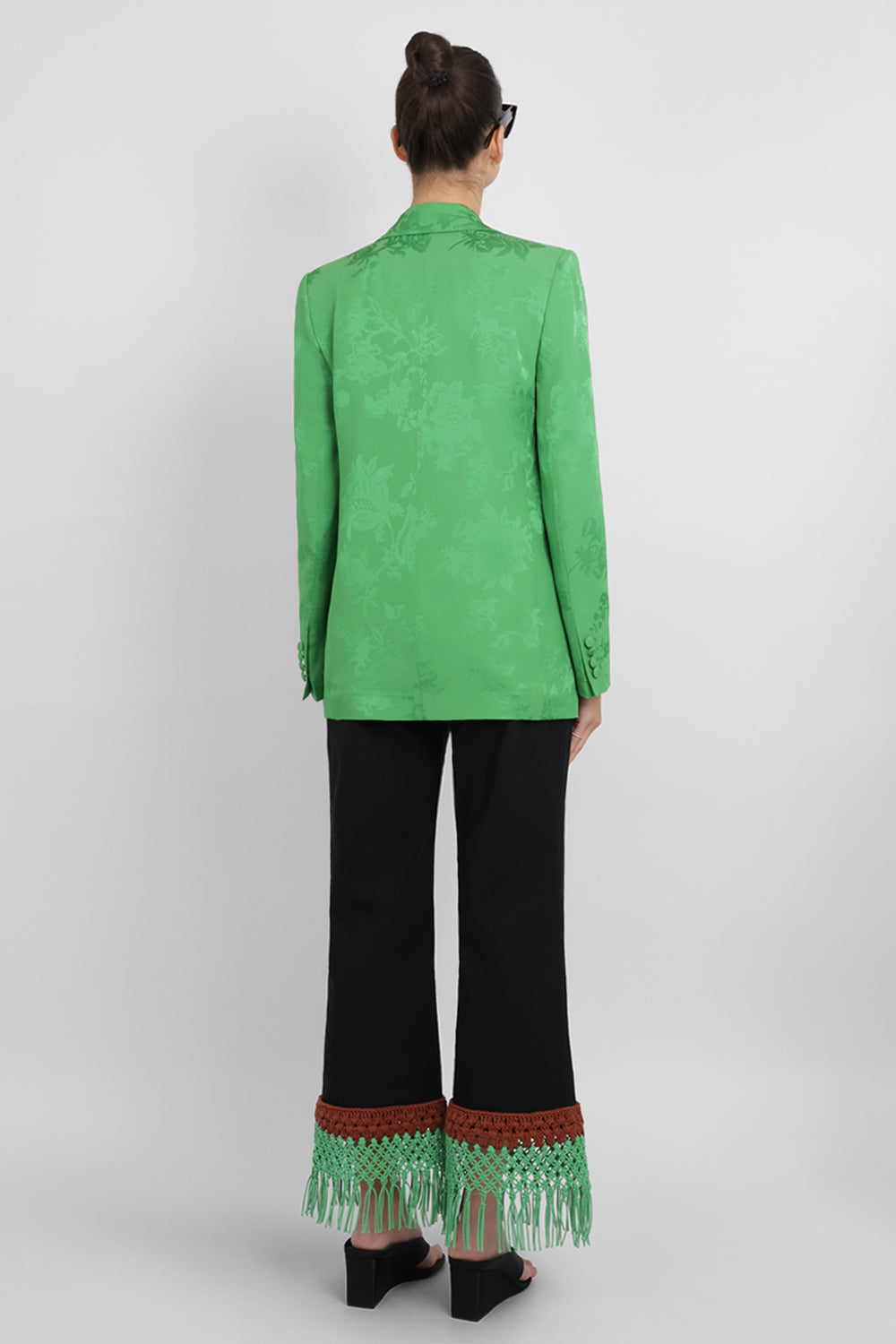 ROSIE ASSOULIN RTW Macrame Detail Pizzants Pant | Black/Multi