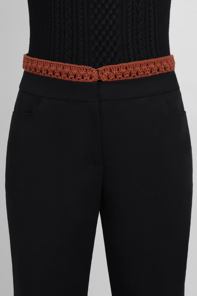 ROSIE ASSOULIN RTW Macrame Detail Pizzants Pant | Black/Multi