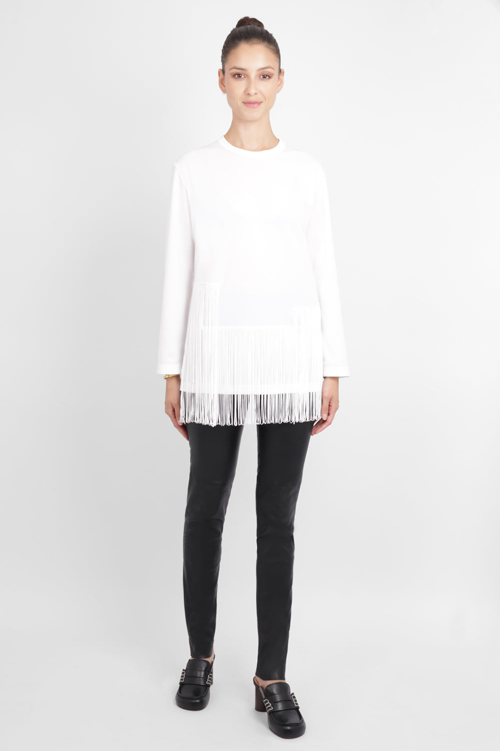 COMME DES GARCONS RTW Crew Neck L\S Top with Tassel Detail | White