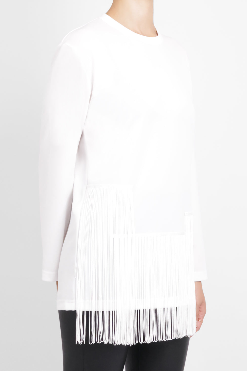 COMME DES GARCONS RTW Crew Neck L\S Top with Tassel Detail | White