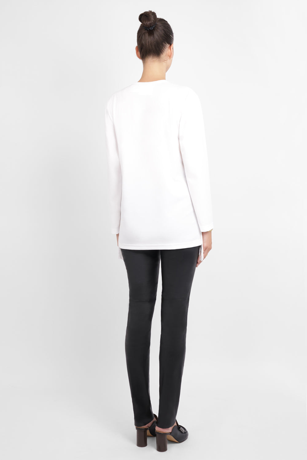 COMME DES GARCONS RTW Crew Neck L\S Top with Tassel Detail | White