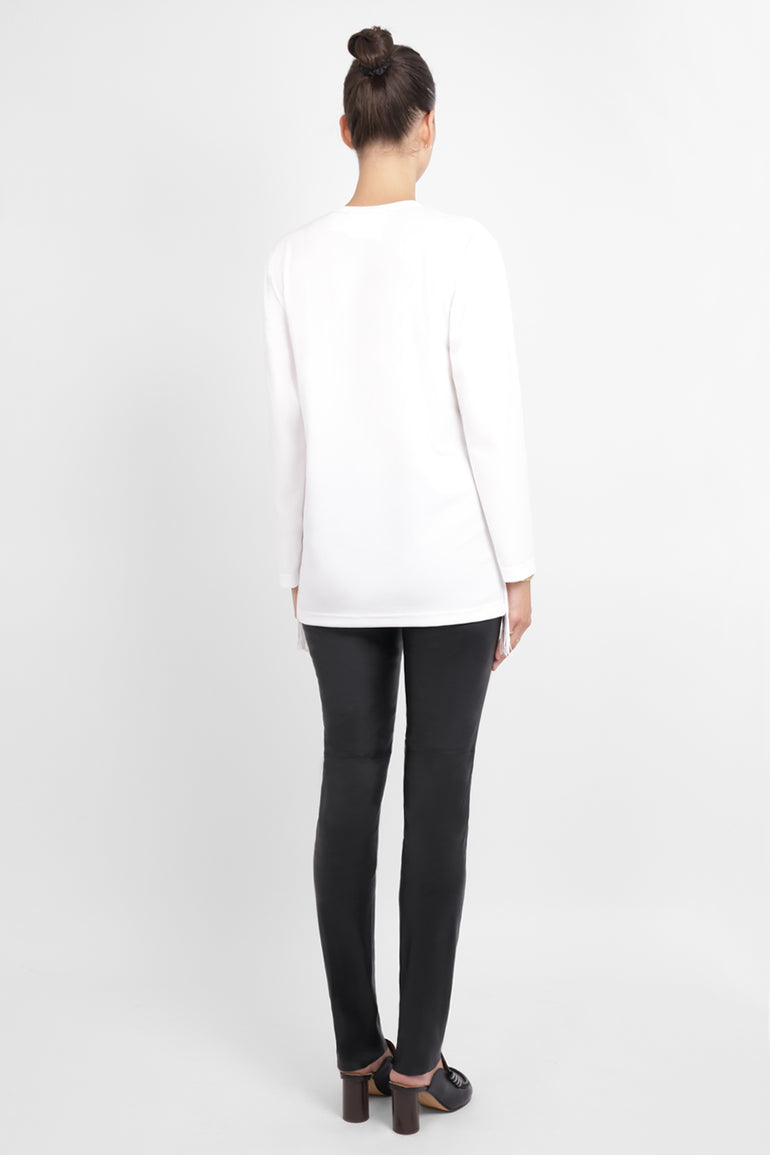 COMME DES GARCONS RTW Crew Neck L\S Top with Tassel Detail | White