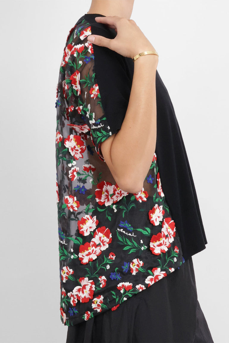 SACAI RTW Floral Embroidery Pullover | Black