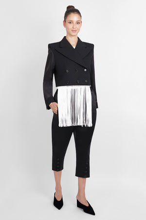 NOIR KEI NINOMIYA RTW Triple Breast Tuxedo Style Crop Jacket | Black
